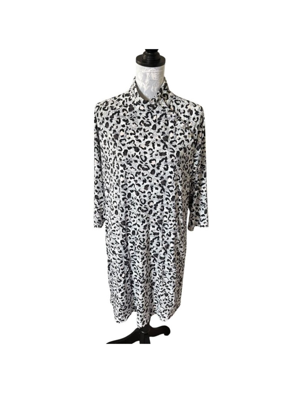 Lulu-B Leopard Print Womens Long Sleeve Dress Stretchy Size Xlarge